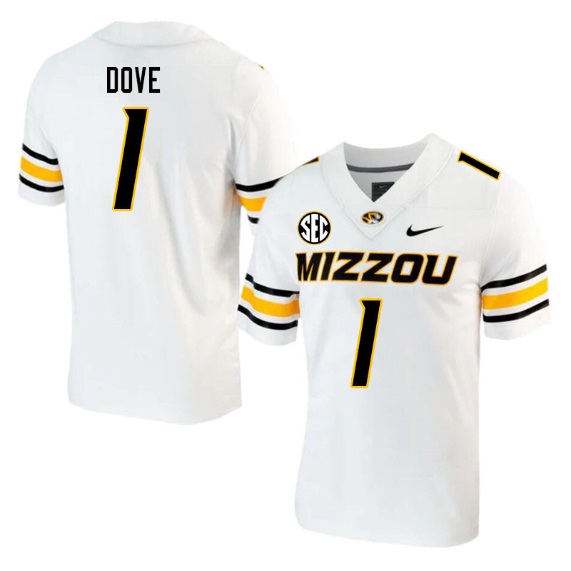 Men #1 Tauskie Dove Missouri Tigers College 2023 Football Stitched Jerseys Sale-White